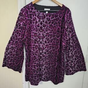 Velvet Burnout Top Pullover Bell Sleeve Lightweight Purple XL Fairy Grunge Artsy